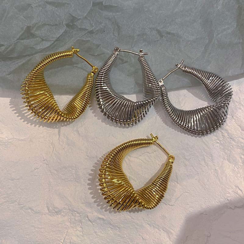 Twisted Coil Silver Earrings - Side View | Rtvibe