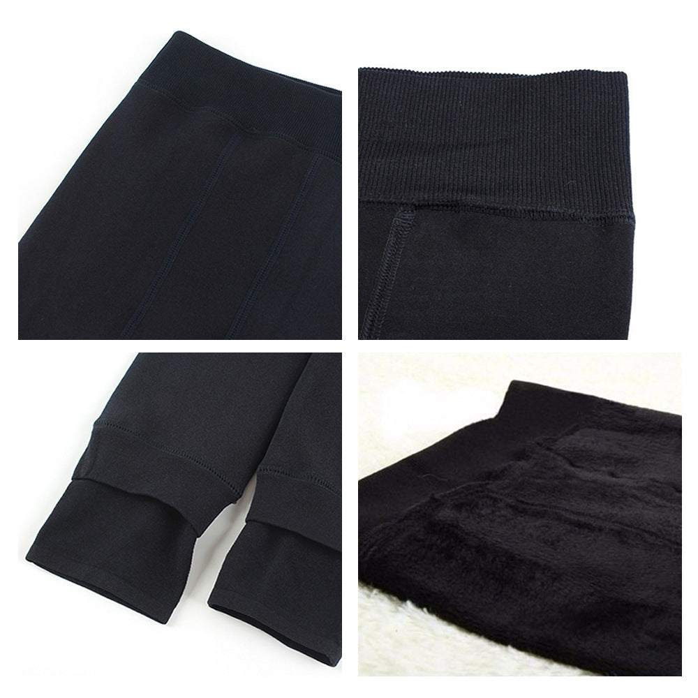Fleece-Lined Thermal Leggings Free Size - Charcoal Grey