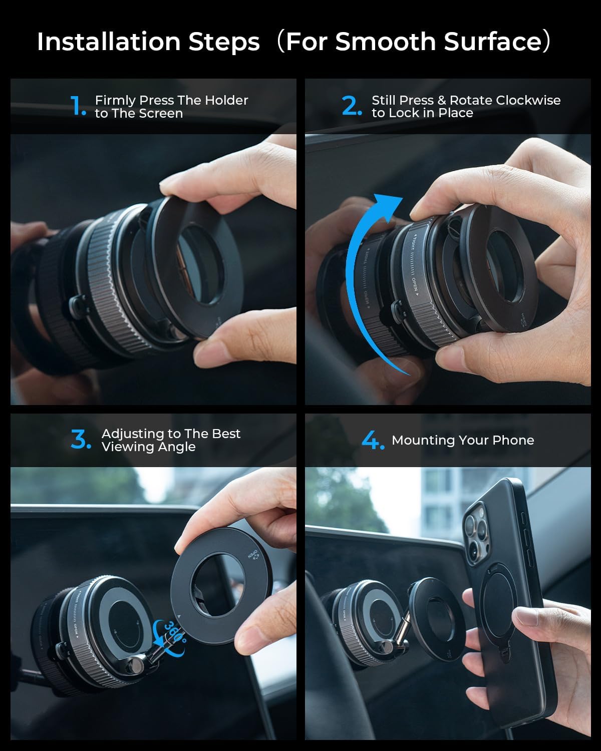 Magnetic Car Phone Holder - Foldable, Retractable, 360° Adjustable For Car, Gym, Office, Home