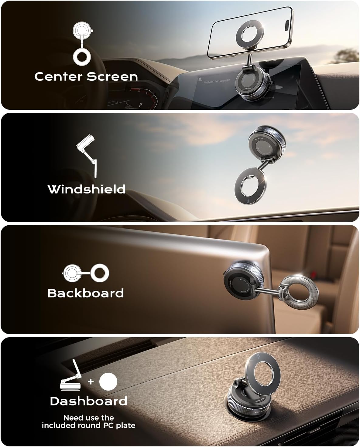 Magnetic Car Phone Holder - Foldable, Retractable, 360° Adjustable For Car, Gym, Office, Home