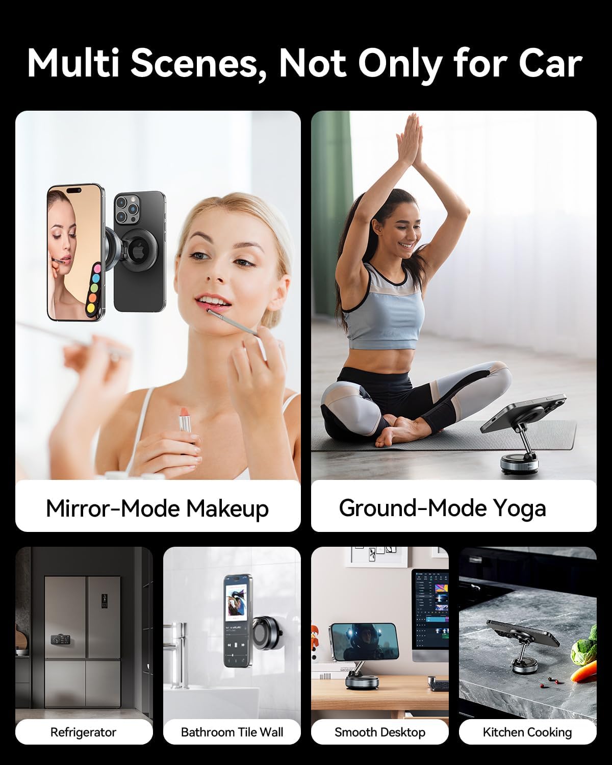 Magnetic Car Phone Holder - Foldable, Retractable, 360° Adjustable For Car, Gym, Office, Home