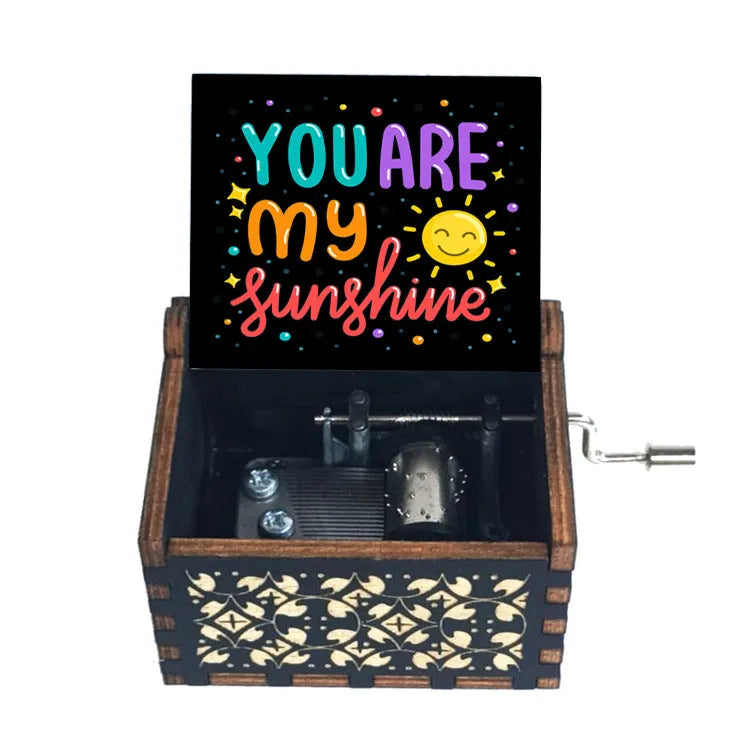 Hand-Crank Wooden Mechanical Music Box - Side View | Rtvibe