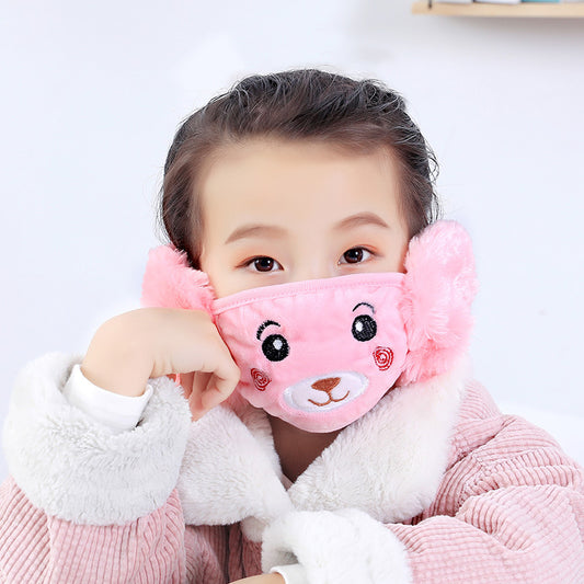 Plush & Warm Winter Earmuffs & Mask for Kids - Pink