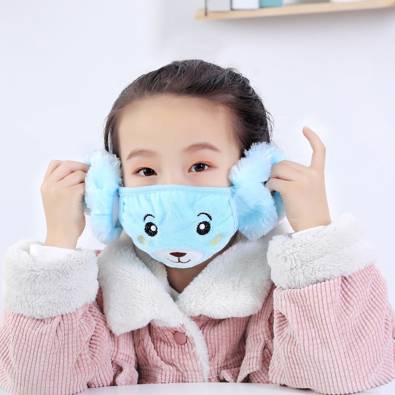 Plush & Warm Winter Earmuffs & Mask for Kids - Blue