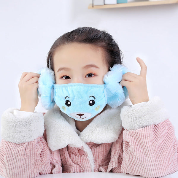 Plush & Warm Winter Earmuffs & Mask for Kids - Blue | Rtvibe