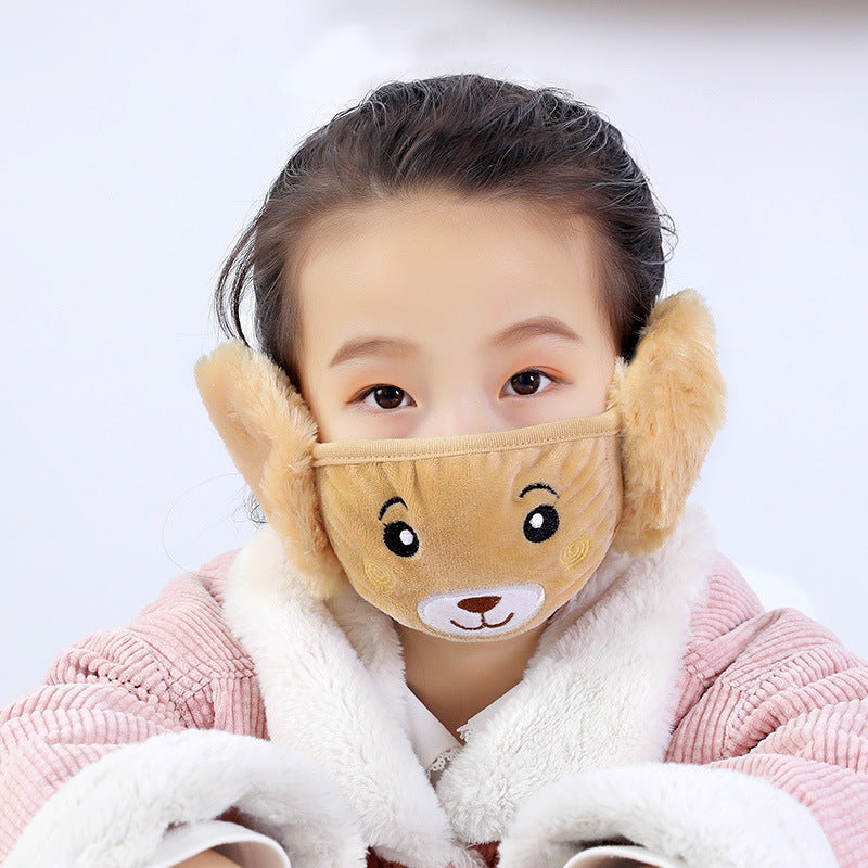 Plush & Warm Winter Earmuffs & Mask for Kids - Brown