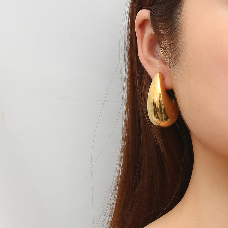 Glossy Hollow Water Drop Earrings