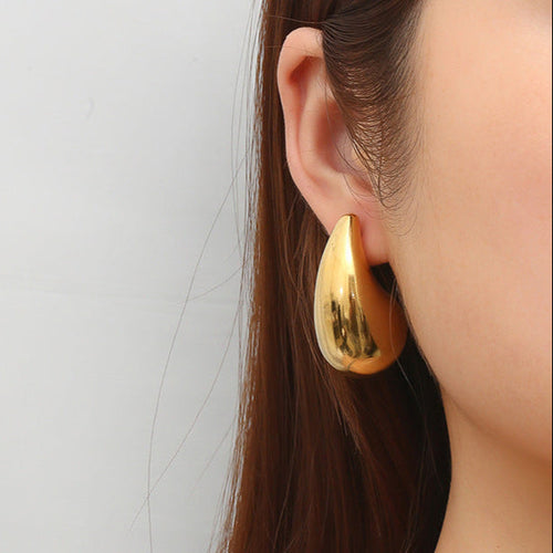 Glossy Hollow Water Drop Earrings