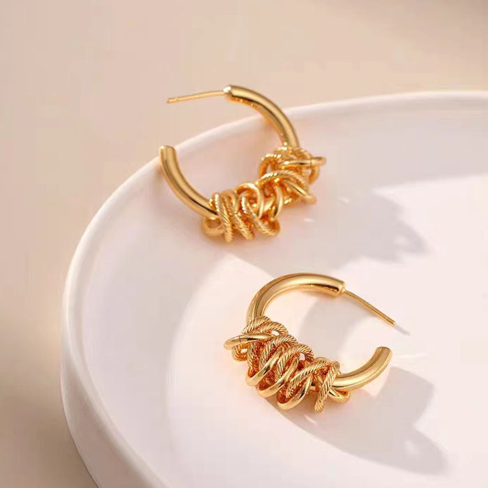 Twisted Gold Geometric Earrings