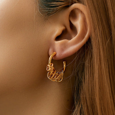Twisted Gold Geometric Earrings