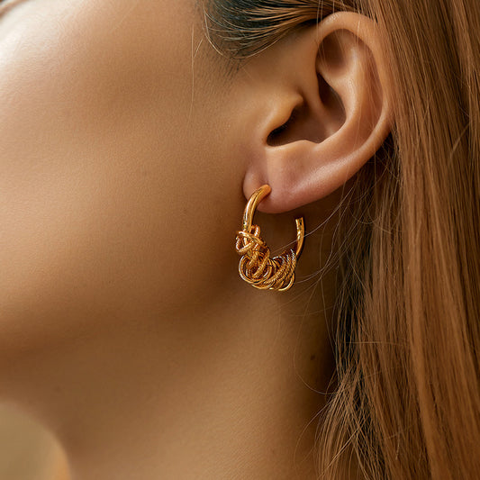 Twisted Gold Geometric Earrings