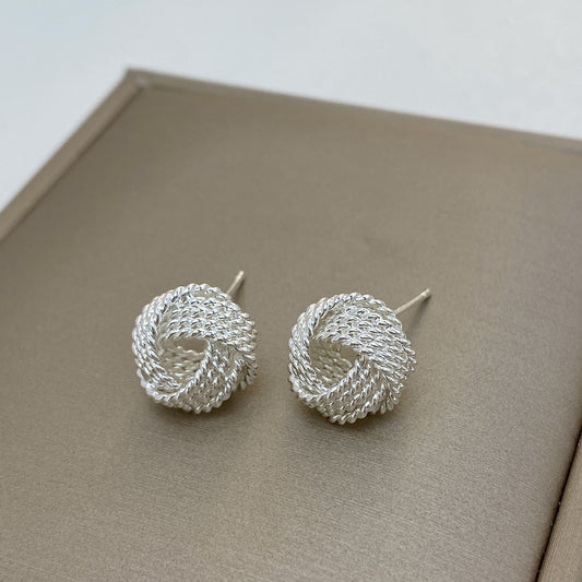 Retro Geometric Silver Earrings