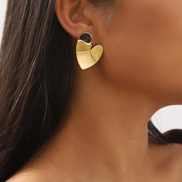 Brushed Metal Heart Earrings | Rtvibe