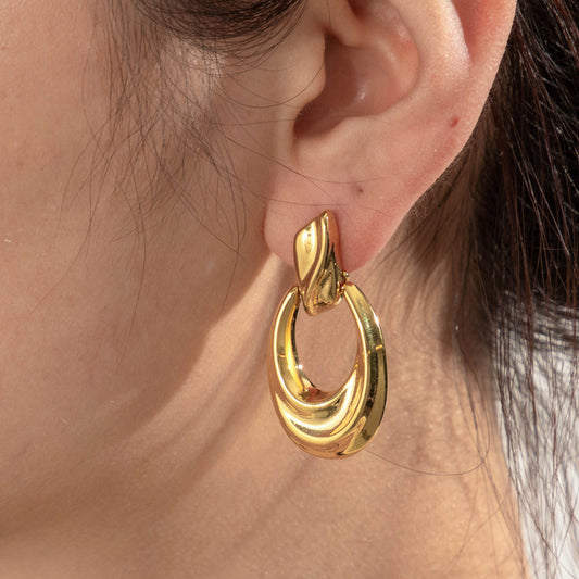 Hollow Geometric Gold Earrings