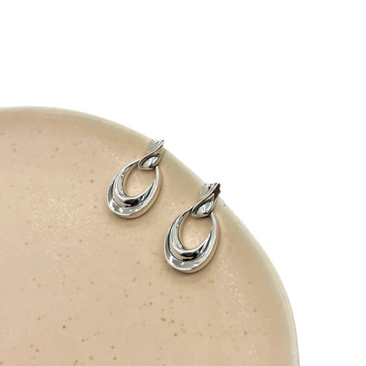 Hollow Geometric Silver Earrings