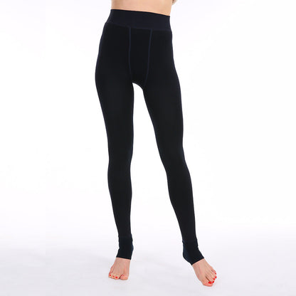 Fleece-Lined Thermal Leggings  Free Size - Dark Blue