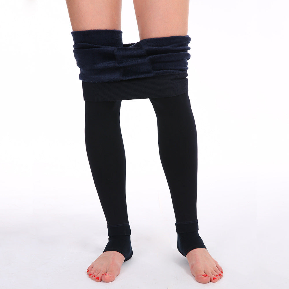 Fleece-Lined Thermal Leggings  Free Size - Dark Blue