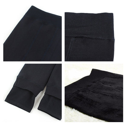 Fleece-Lined Thermal Leggings Free Size - Charcoal Grey