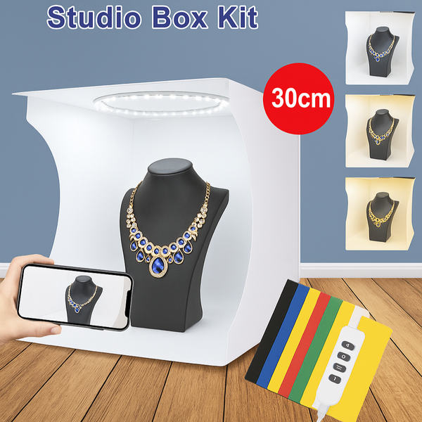Puluz LED Light Box Kit 30 cm - 6 Backdrops, 3 Light Modes | Rtvibe