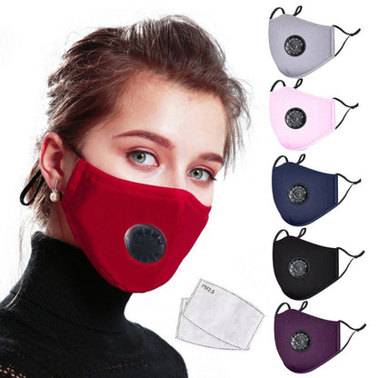 Cotton Face Mask With 2 Carbon Filters PM2.5 Washable Reusable - Adults