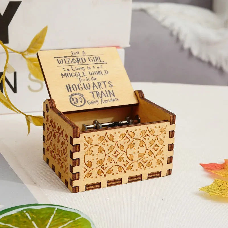 Hand-crank Wooden Music Box Wizard Girl