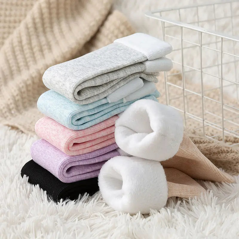 Stripped Thick Warm Winter Socks With Fur - 3 Pack