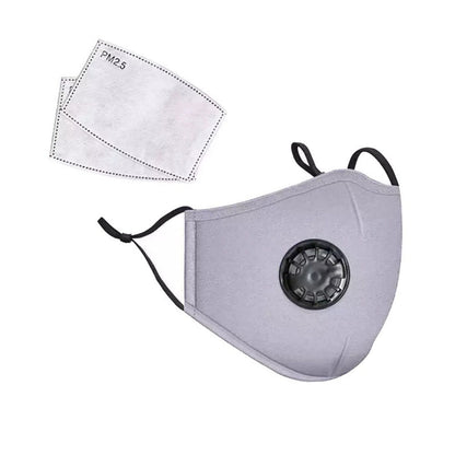 Cotton Face Mask With 2 Carbon Filters PM2.5 Washable Reusable - Adults