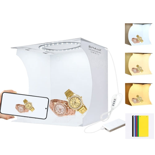 PULUZ Mini Photo Studio Light Box for Product Photography [23cm] [White+Warm Light]