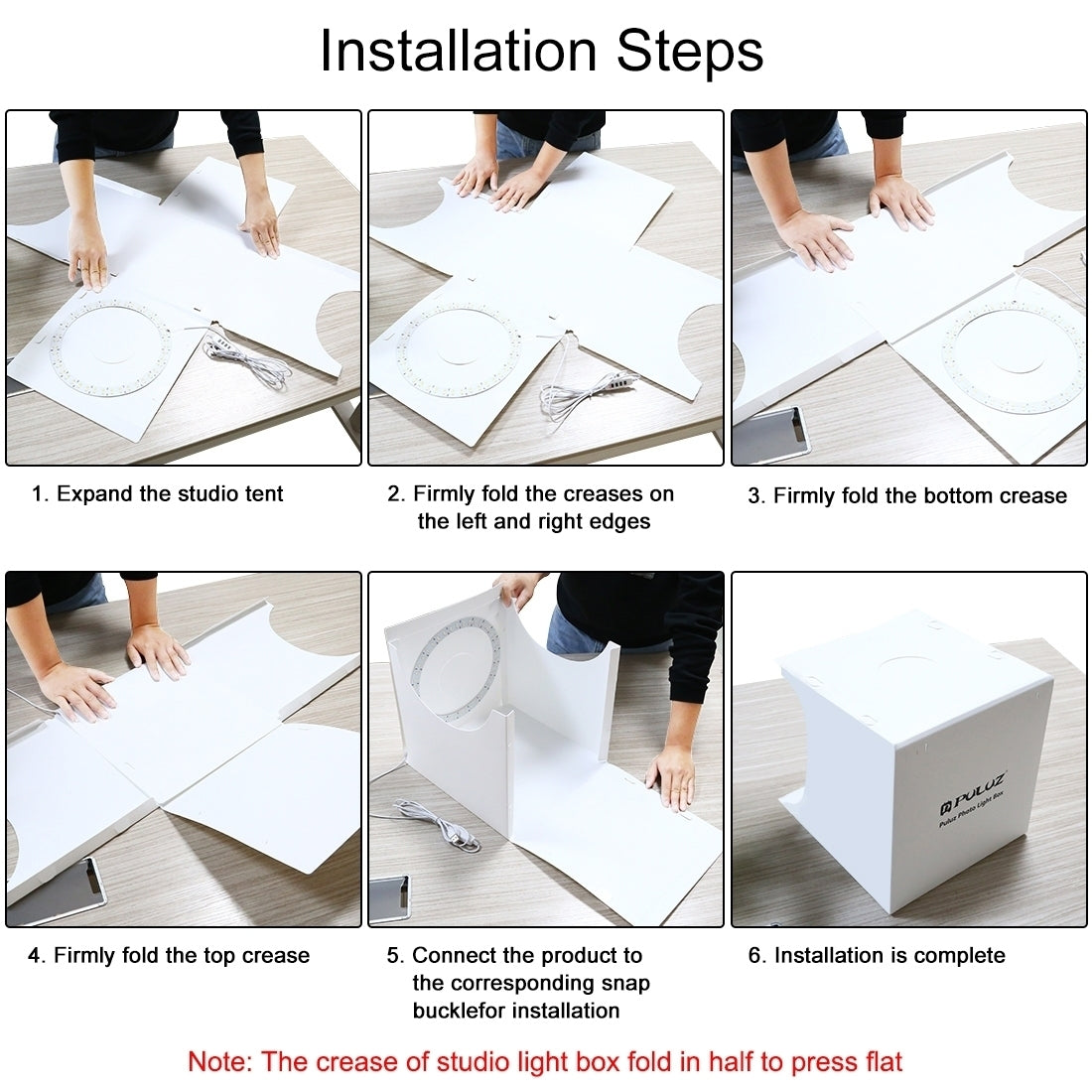 PULUZ LED Light Box Kit - 6 Backdrops, 3 Light Modes [30cm]