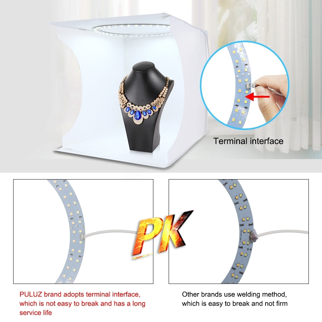 PULUZ LED Light Box Kit - 6 Backdrops, 3 Light Modes [30cm]