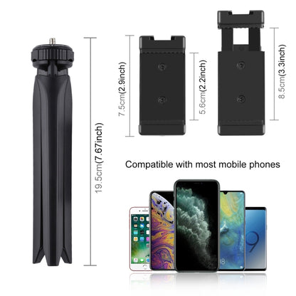 PULUZ Pocket Mini Tripod Mount with Phone Clamp - Portable Plastic Tripod for Smartphones