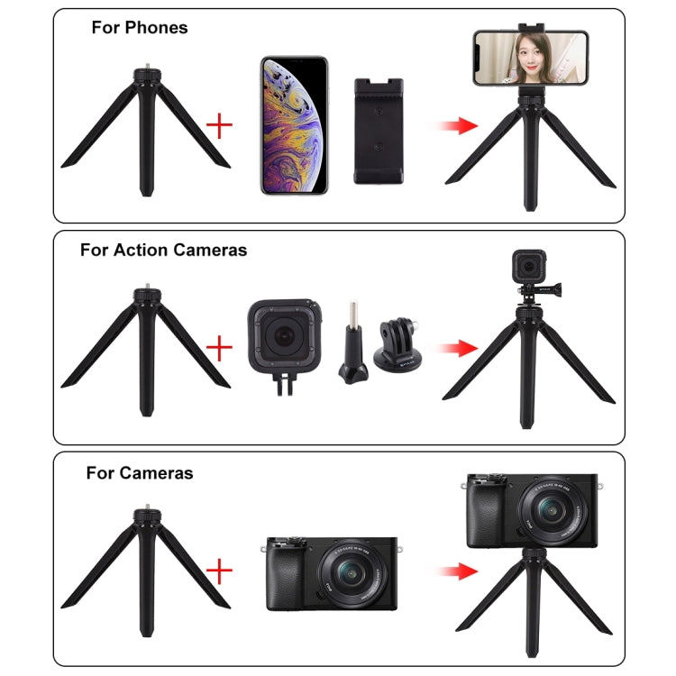 PULUZ Pocket Mini Tripod Mount with Phone Clamp - Portable Plastic Tripod for Smartphones