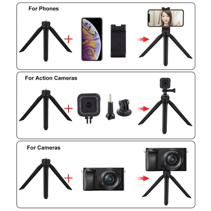 PULUZ Pocket Mini Tripod Mount with Phone Clamp - Portable Plastic Tripod for Smartphones