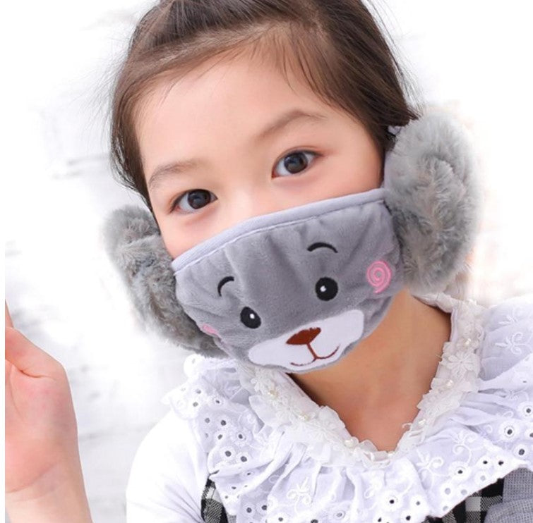 Plush & Warm Winter Earmuffs & Mask for Kids - Grey