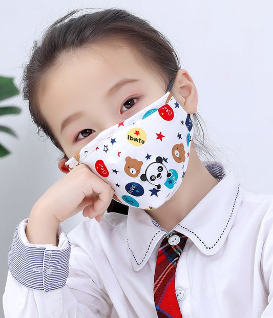 Kids Breathable Washable Cotton Face Mask with valve & PM 2.5 Filter