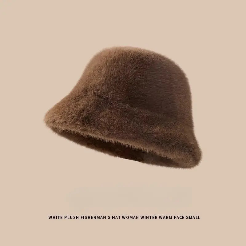 Women’s Fluffy Faux Fur Winter Bucket Hat - With Ear Protection