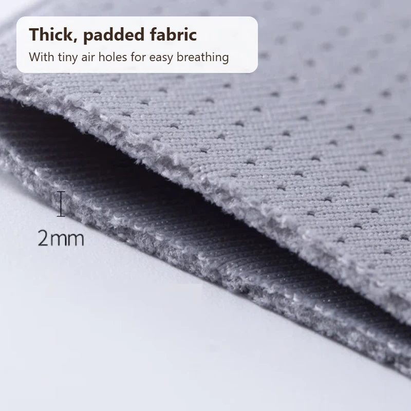 Close-up of the thick 2 mm padded mask fabric with tiny air holes