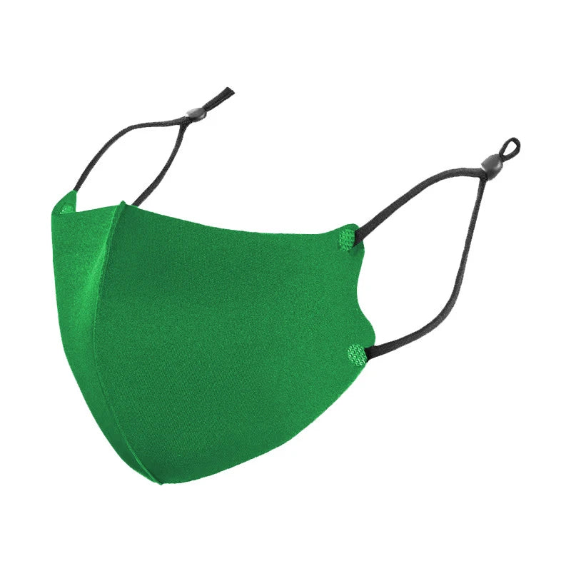Green cotton ice silk 3D face mask with adjustable black ear loops