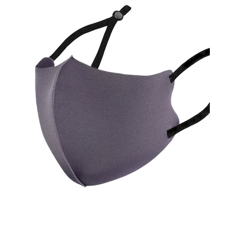 Grey Purple cotton ice silk 3D face mask with adjustable black ear loops