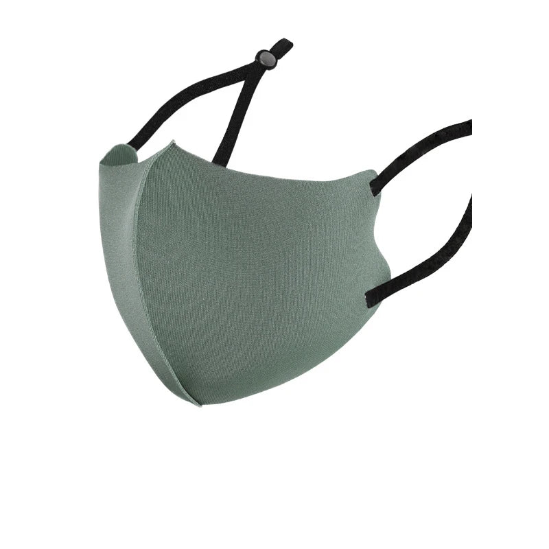 Sage Green cotton ice silk 3D face mask with adjustable black ear loops