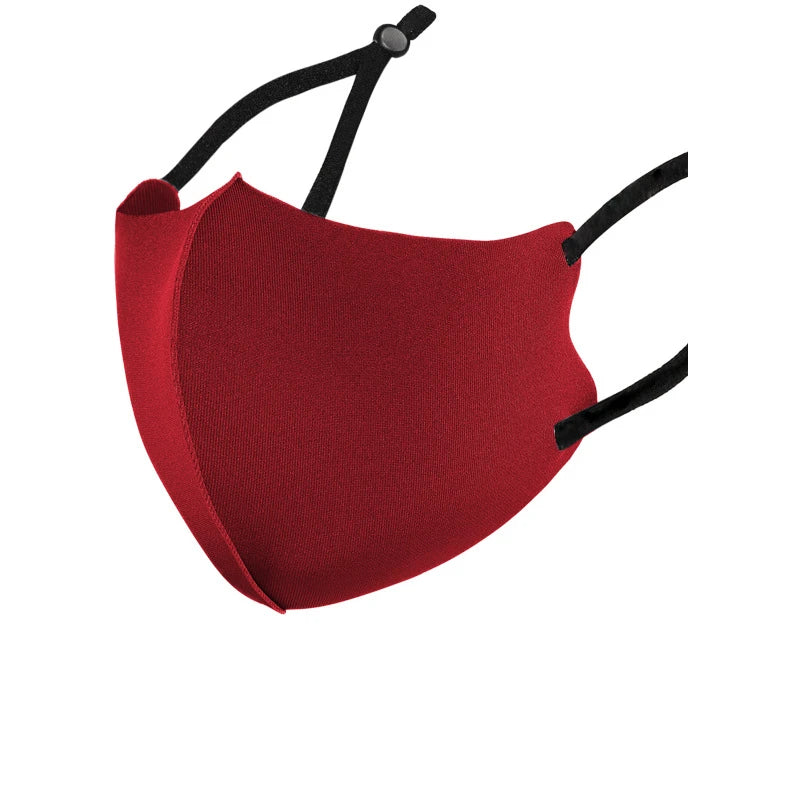 Wine Red cotton ice silk 3D face mask with adjustable black ear loops