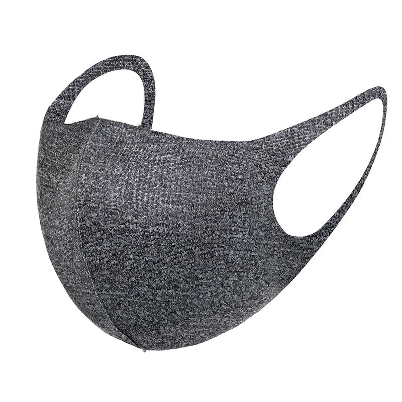 Grey melange ice silk 3D face mask with wide stretchy ear loops