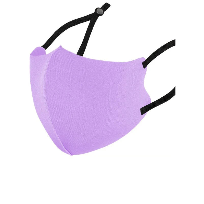 Light Purple cotton ice silk 3D face mask with adjustable black ear loops