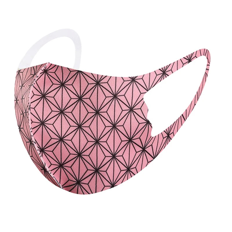 Pink star pattern ice silk face mask for adults