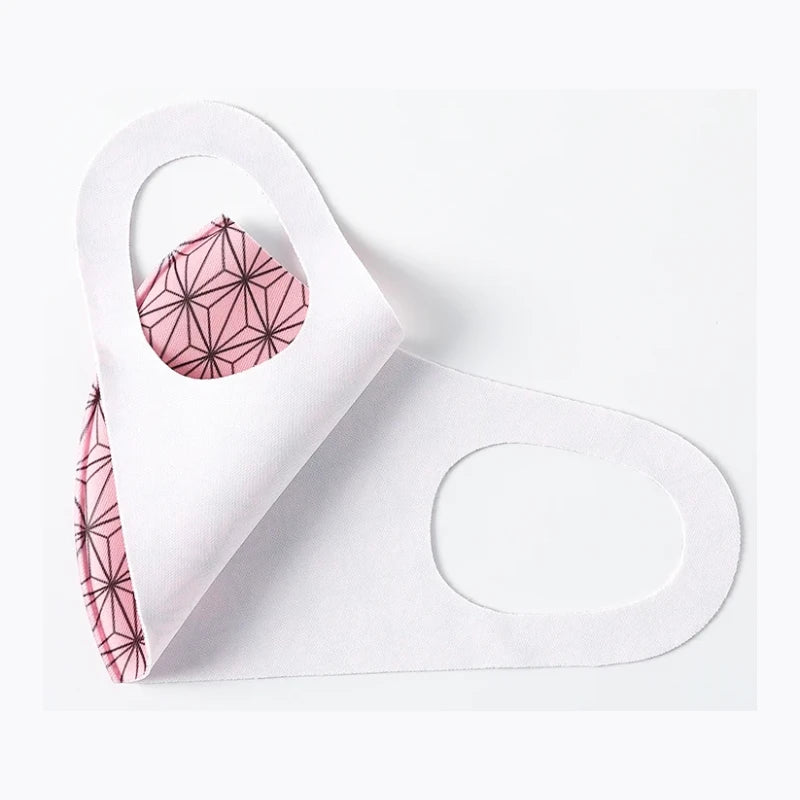 Inside of the printed face mask showing the soft white inner layer