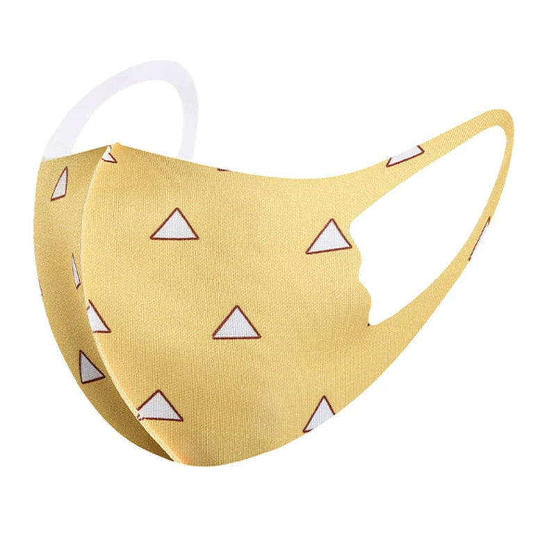 Yellow triangle print ice silk face mask for adults