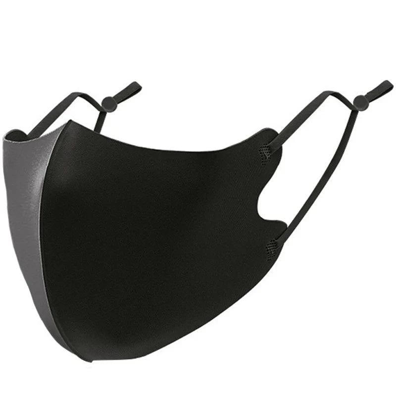 Black thin cotton ice silk face mask with adjustable ear loops