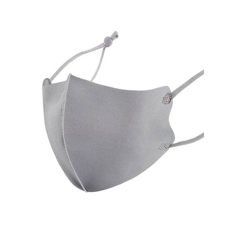 Grey thin cotton ice silk face mask with adjustable ear loops