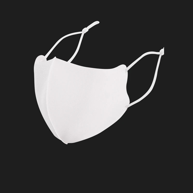 White thin cotton ice silk face mask with adjustable ear loops