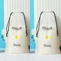 Frosted drawstring storage bags with a single daisy design